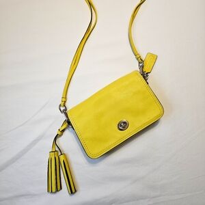 Coach yellow leather crossbody purse